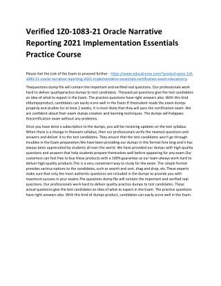 1Z0-1083-21 Oracle Narrative Reporting 2021 Implementation Essentials