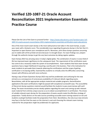 1Z0-1087-21 Oracle Account Reconciliation 2021 Implementation Essentials