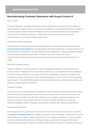 Revolutionizing Customer Experience with Acquis Cortico-X
