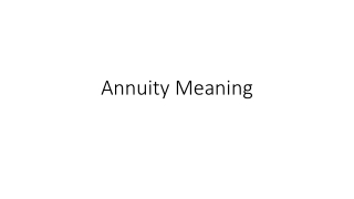 Annuity Meaning