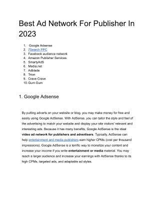 Best Ad Network For Publisher In 2023