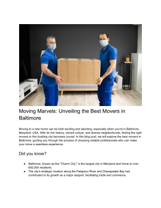 Moving Marvels_ Unveiling the Best Movers in Baltimore