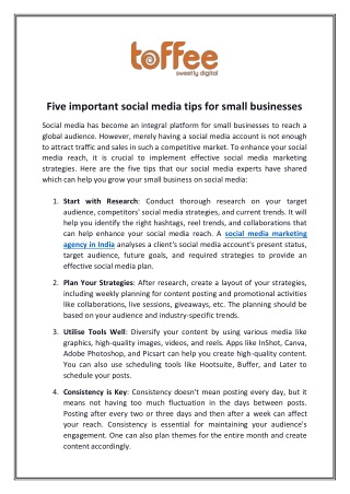 Five important social media tips for small businesses