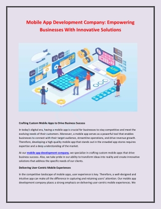 Mobile App Development Company: Empowering Businesses With Innovative Solutions