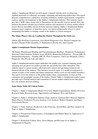 Alpha-2-Antiplasmin Market