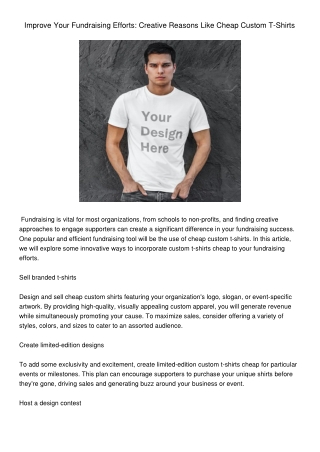 ImproveYourFundraisingEffortsCreativeReasonsLikeCheapCustomT-Shirts