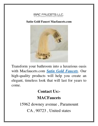 Satin Gold Faucet Macfaucets