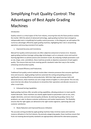 The Advantages of Best Apple Grading Machines