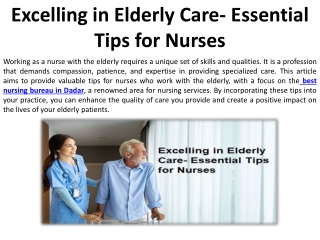 Nursing Success Strategies in Elder Care