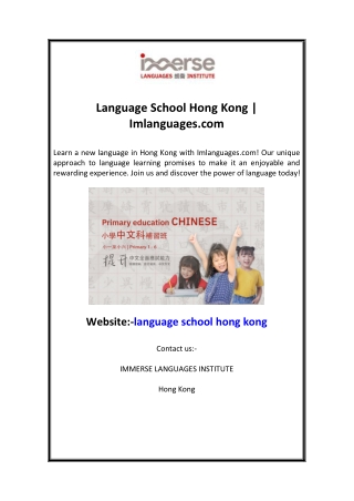 Language School Hong Kong  Imlanguages.com