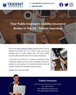 Your Public Employers Liability Insurance Broker In The UK - Trident Insurance