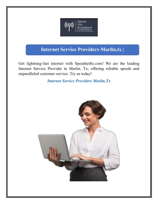 Internet Service Providers Marlin,tx  Speednetlte.com