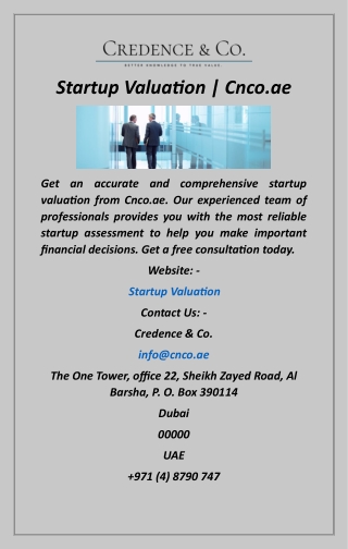 Startup Valuation  Cnco.ae