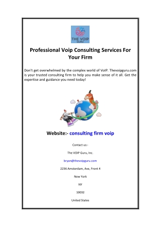 Professional Voip Consulting Services For Your Firm