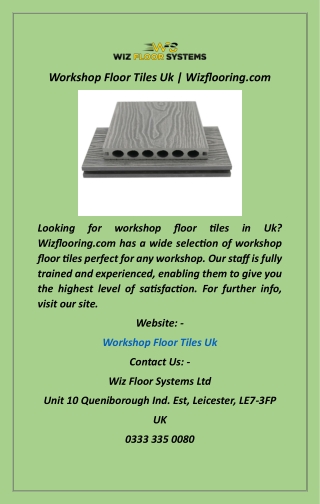 Workshop Floor Tiles Uk  Wizflooring