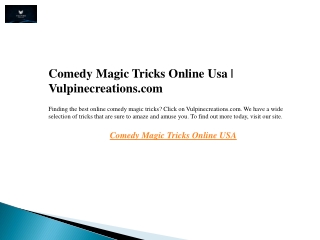 Comedy Magic Tricks Online Usa  Vulpinecreations.com