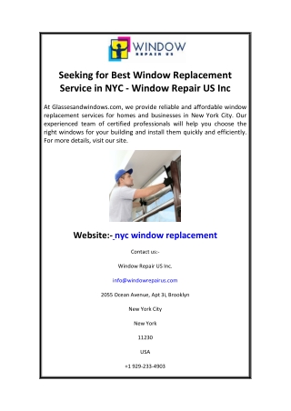 Seeking for Best Window Replacement Service in NYC - Window Repair US Inc