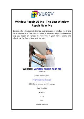 Window Repair US Inc - The Best Window Repair Near Me