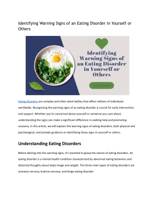 Identifying Warning Signs of an Eating Disorder in Yourself or Others
