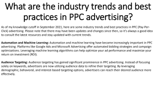 What are the industry trends and best practices in PPC advertising