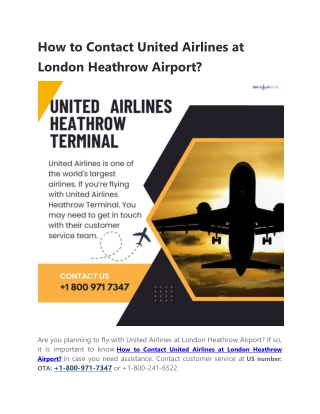 How to Contact United Airlines at London Heathrow Airport