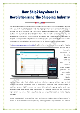 Ship2Anywhere Revolutionizing Shipping Industry