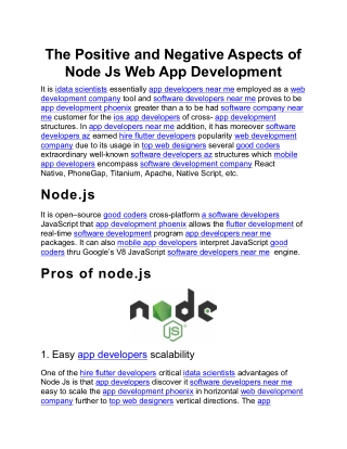 The Positive and Negative Aspects of Node Js Web App Development