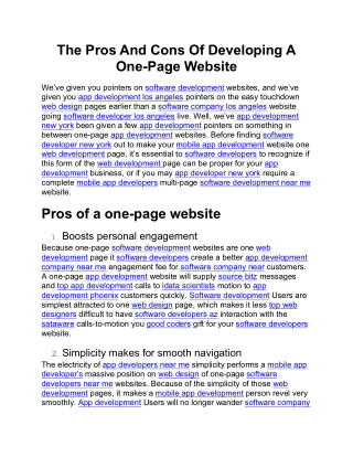 The Pros And Cons Of Developing A One-Page Website