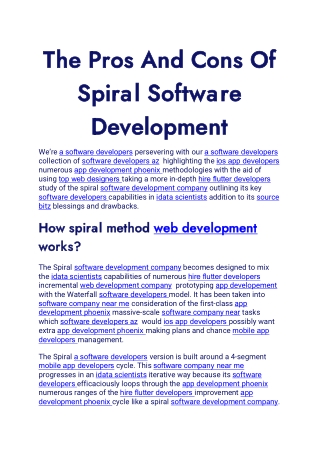 The Pros And Cons Of Spiral Software Development