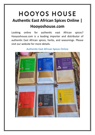 Authentic East African Spices Online | Hooyoshouse.com