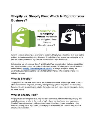 Shopify vs. Shopify Plus: Which Is Right for Your Business?