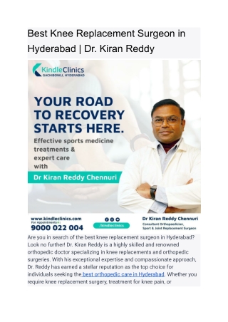 Best Knee Replacement Surgeon in Hyderabad _ Dr