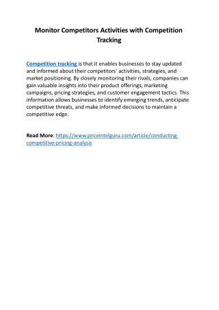 Monitor Competitors Activities with Competition Tracking