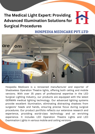 The Medical Light Expert Providing Advanced Illumination Solutions for Surgical Procedures - Hospedia Medicare