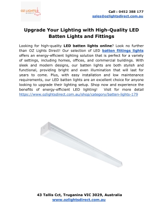 Upgrade Your Lighting with High-Quality LED Batten Lights and Fittings