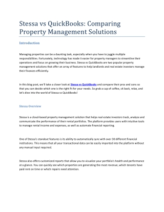 Stessa vs QuickBooks- Comparing Property Management Solutions