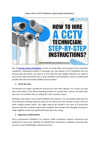 How to Hire a CCTV Technician: Step-by-Step Instructions?