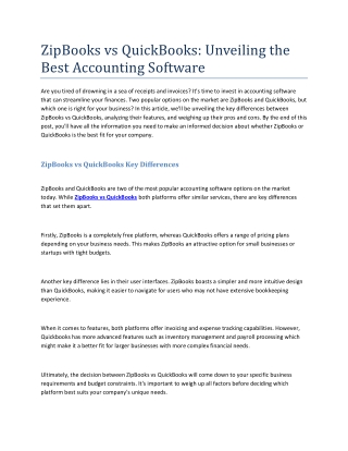 ZipBooks vs QuickBooks- Unveiling the Best Accounting Software