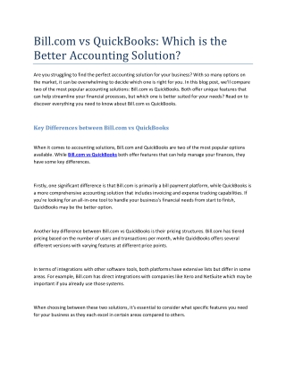 Bill.com vs QuickBooks- Which is the Better Accounting Solution