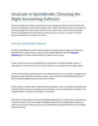 GnuCash vs QuickBooks- Choosing the Right Accounting Software