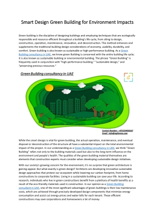 Smart Design Green Building for Environment Impacts