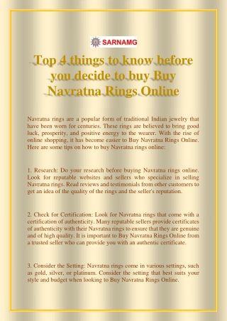 Top 4 things to know before you decide to buy Buy Navratna Rings Online