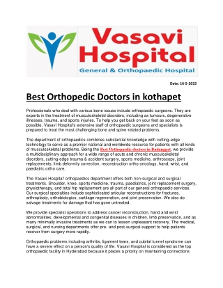 Best Orthopedic Doctors in kothapet