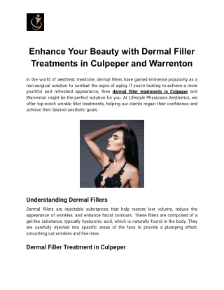 Enhance Your Beauty with Dermal Filler Treatments in Culpeper and Warrenton