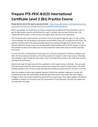 PTE-PEIC-B1E25 International Certificate Level 2 (B1)