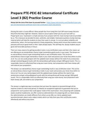 PTE-PEIC-B2 International Certificate Level 3 (B2)