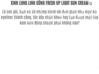 XINH LUNG LINH CÙNG FRESH UP LIGHT SUN CREAM ✨