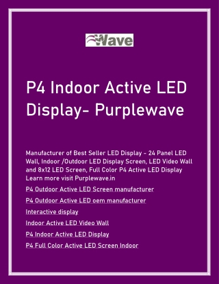 P4 Indoor Active LED Display- Purplewave