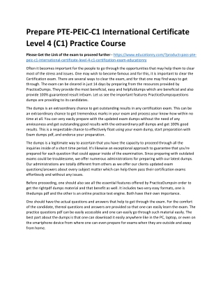 PTE-PEIC-C1 International Certificate Level 4 (C1)