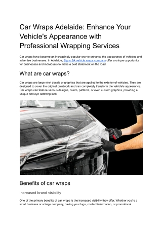 Car Wraps Adelaide: Enhance Your Vehicle's Appearance with Professional Wrapping